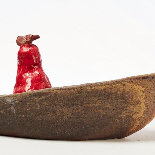 Wilma Cruise%2C Red Figure in Boat%2C Wood-fired %26 Glazed