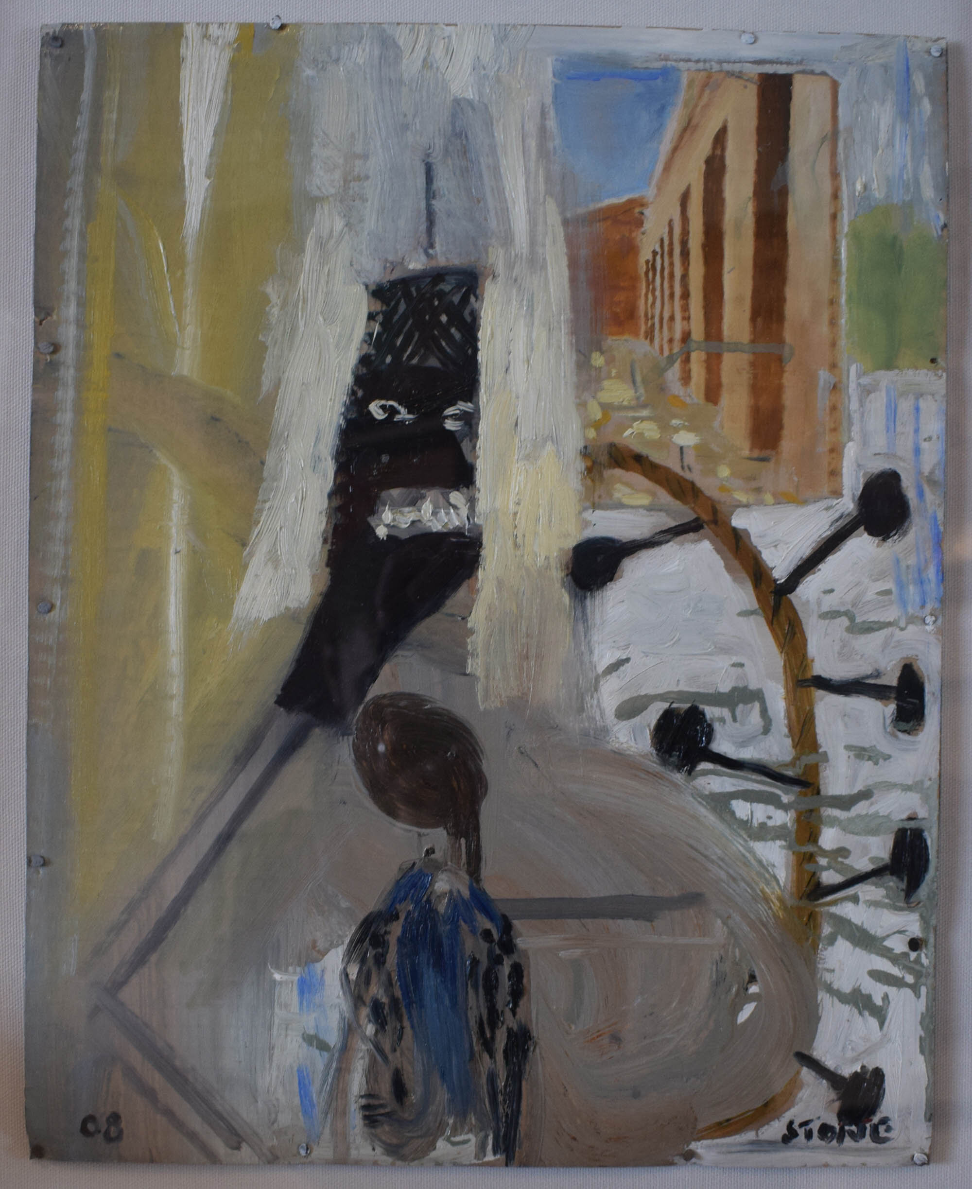 Simon Stone - Rope with Nails, Oil on Cardboard on Canvas Board
