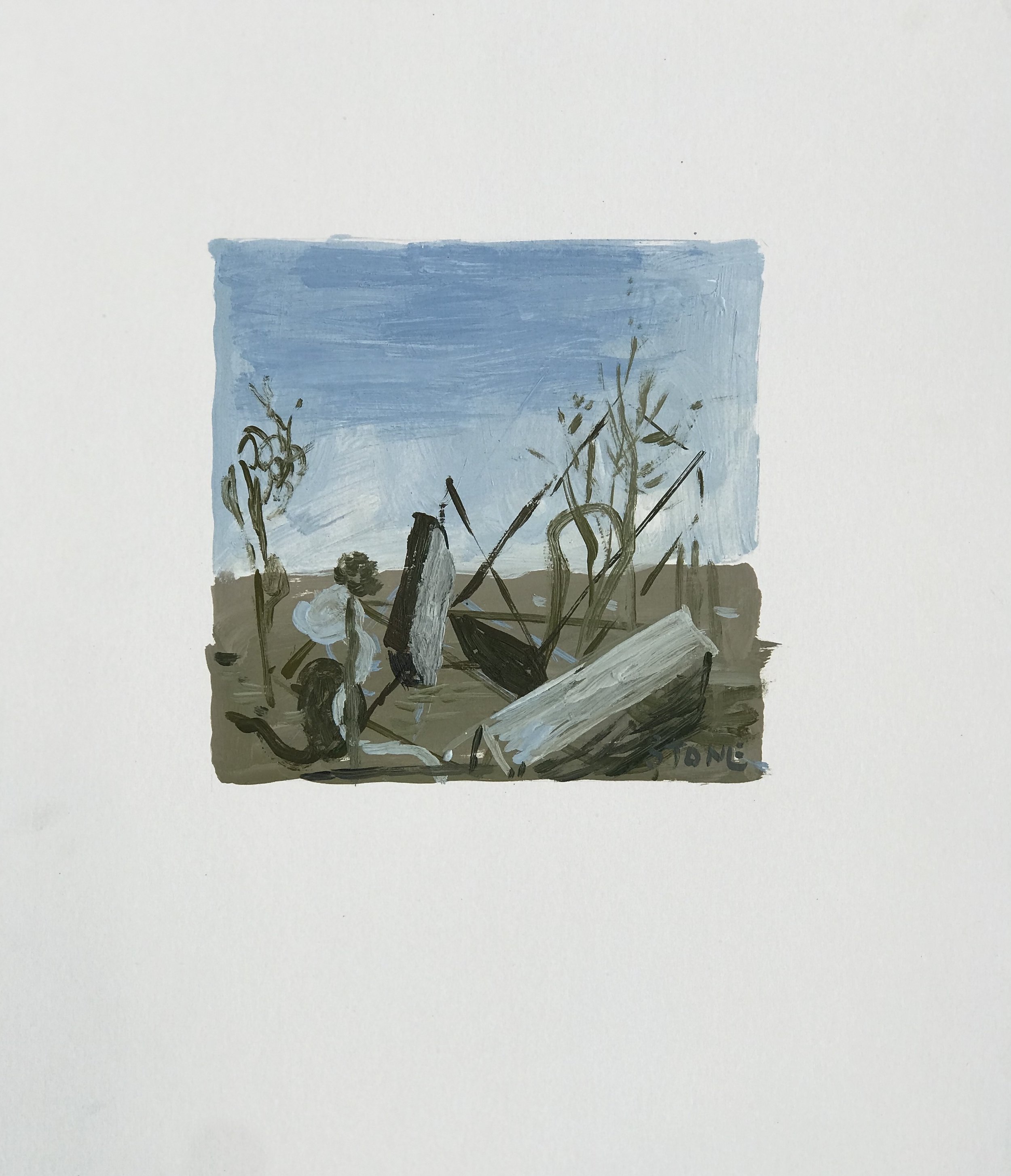Simon Stone, Grey Landscape, Encaustic on Card