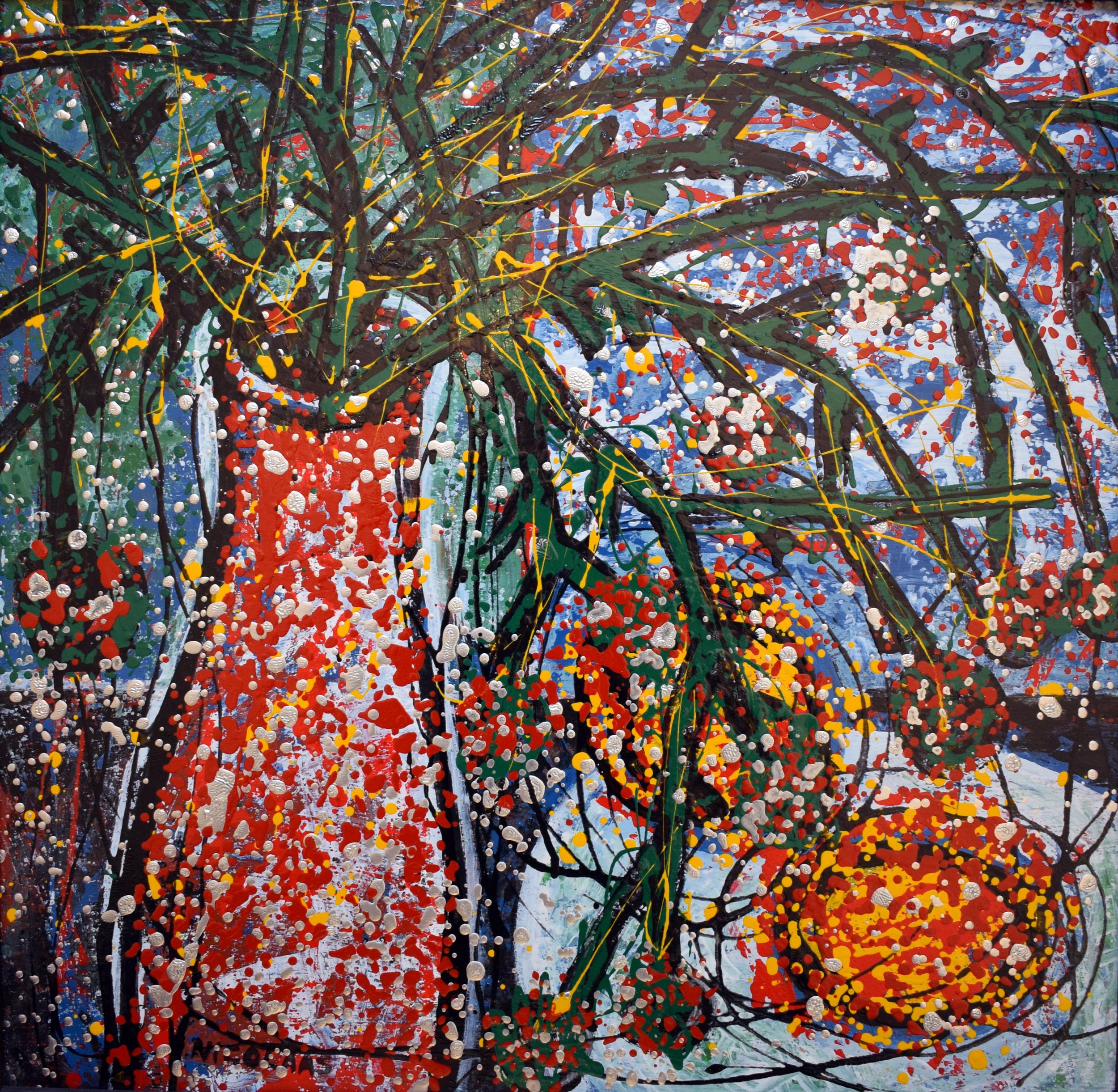 Nicolaas Maritz - Still Life with Red Berries 2018 - Enamel on board