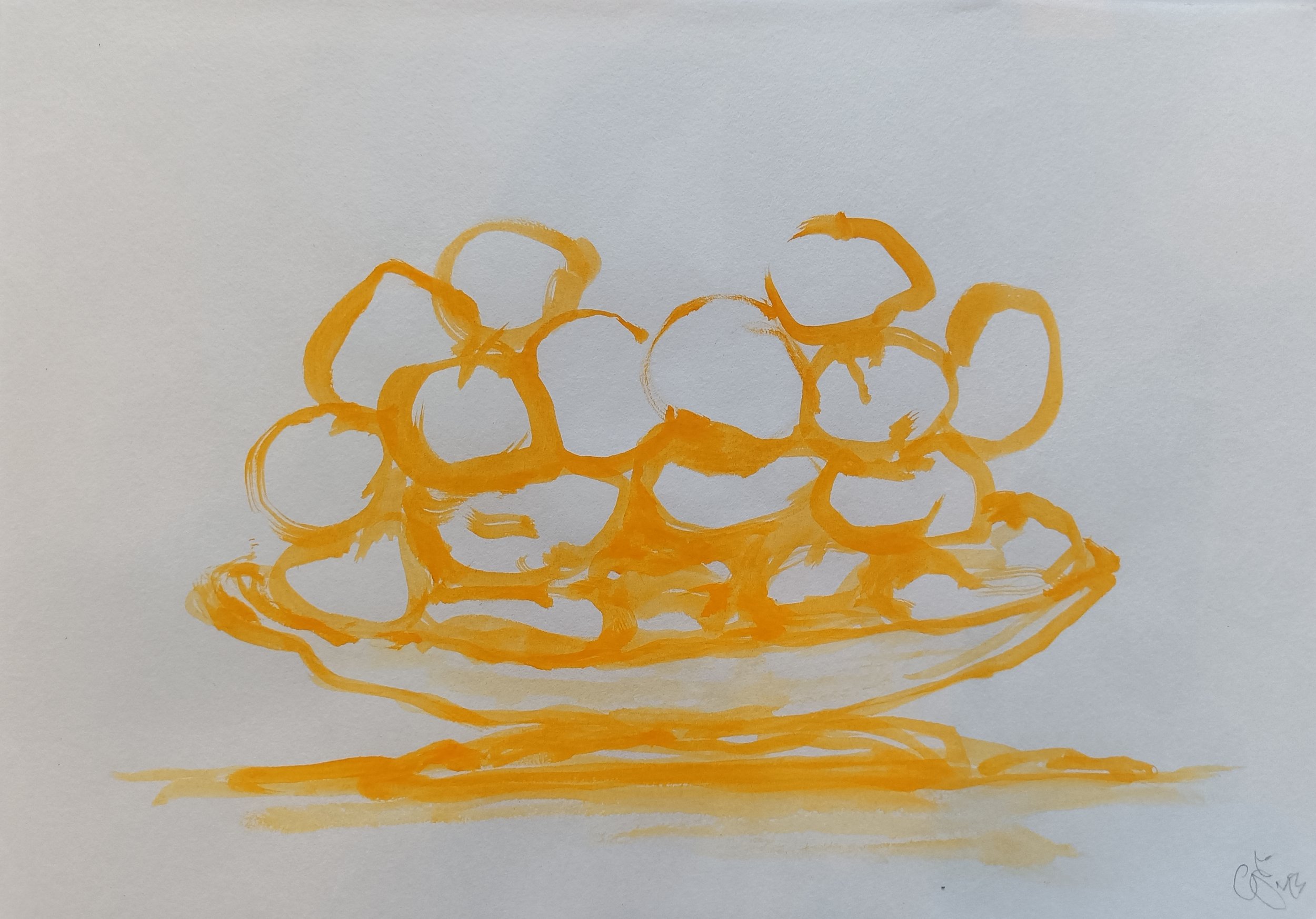 Gwen Van Embden - Drawing of Apples in colour on paper (orange)